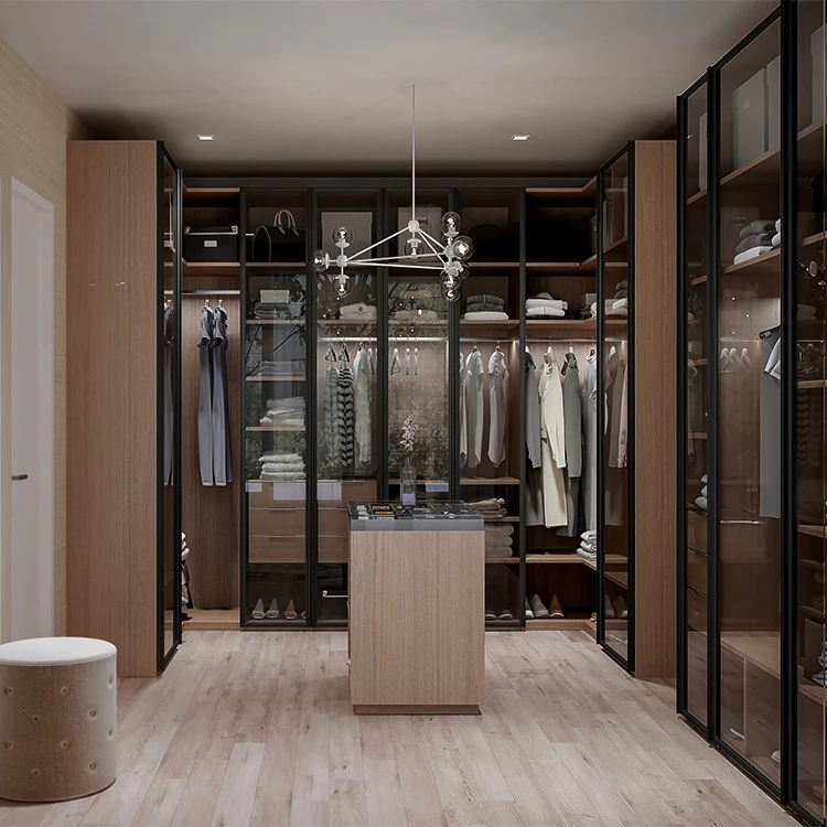 Transparent Glass Door Multilayer Furniture Display Closet Organizer Wardrobe