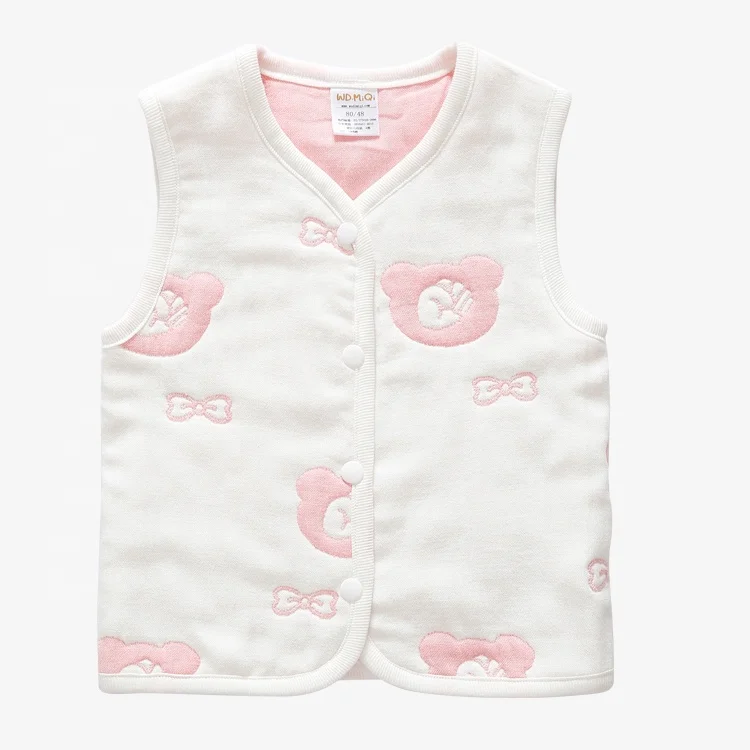 
China Supply Spring Baby Vest 100% Cotton Reversible Kids Gauze Vest 