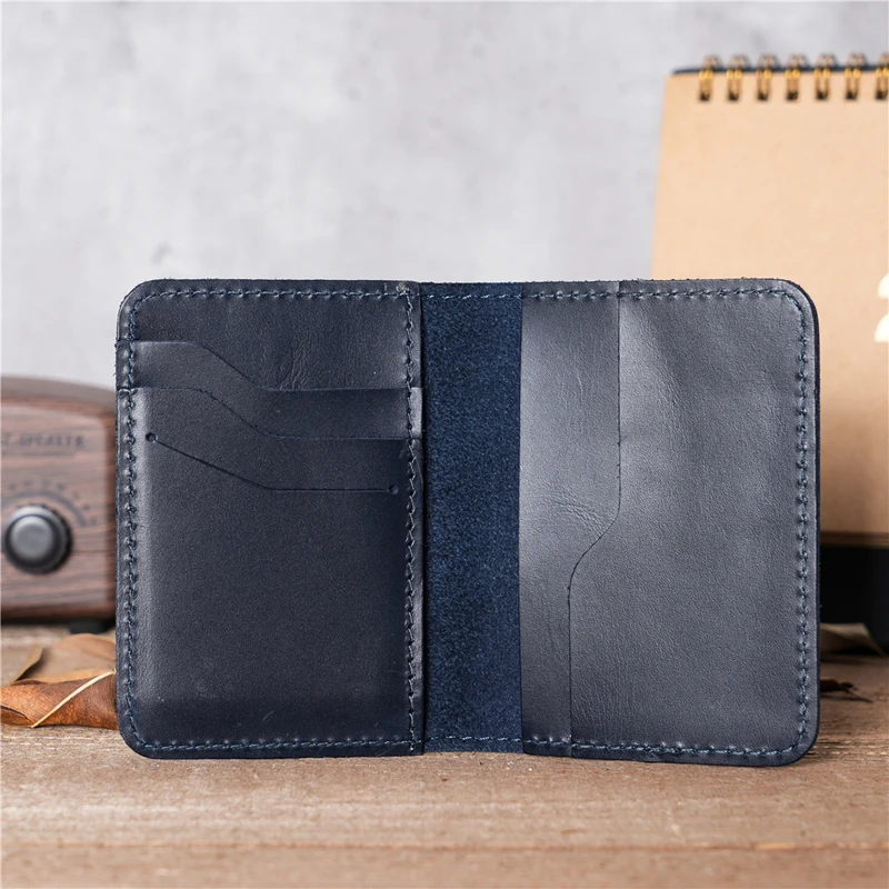 ya466 America Design Cowboy Card Wallet Minimalist Real Leather Handmade Credit Card Slim Wallet