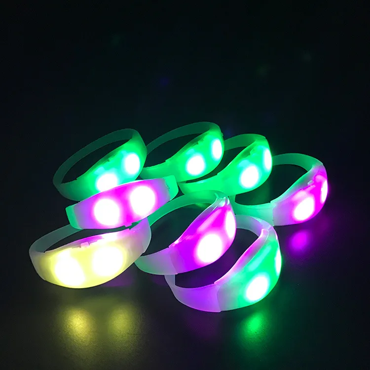 Пользовательские RGB светодиодный силиконовый браслет Pulsera Audioritmica звуковые активируемые браслеты для свадебных школьных и рамаданских