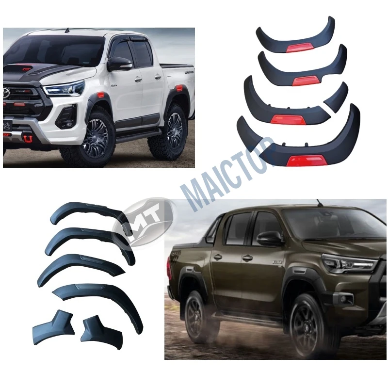 Maictop car accessories black wheel trims fender flare for hilux revo rocco fender flares 2015-2021