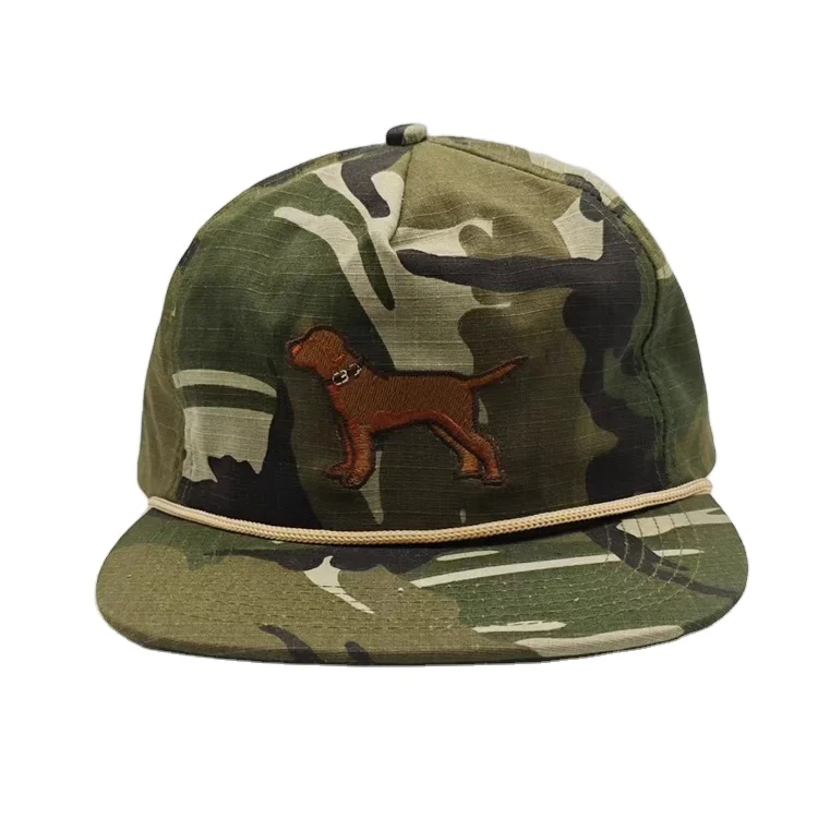 Wholesale Camo Camouflage Snapback  For Men mid crown with embroidery logo unstructured rope snapback cap
