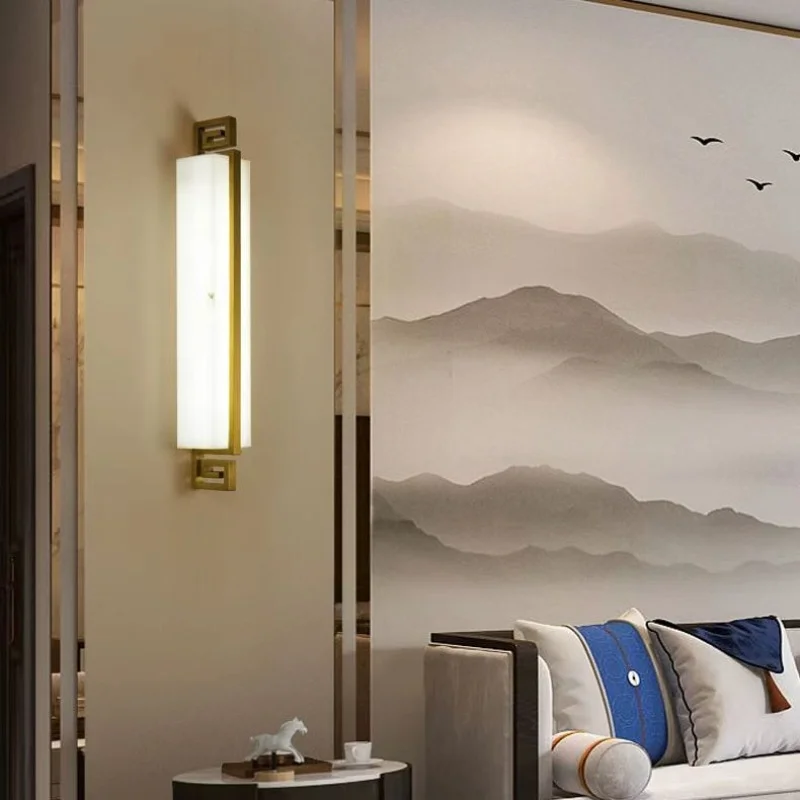 Dimmable Marble LED Wall Light Metal Copper Modern Lighting Fashionable Dimmable Wall Lamp for Bedroom, Living Room, Hallway