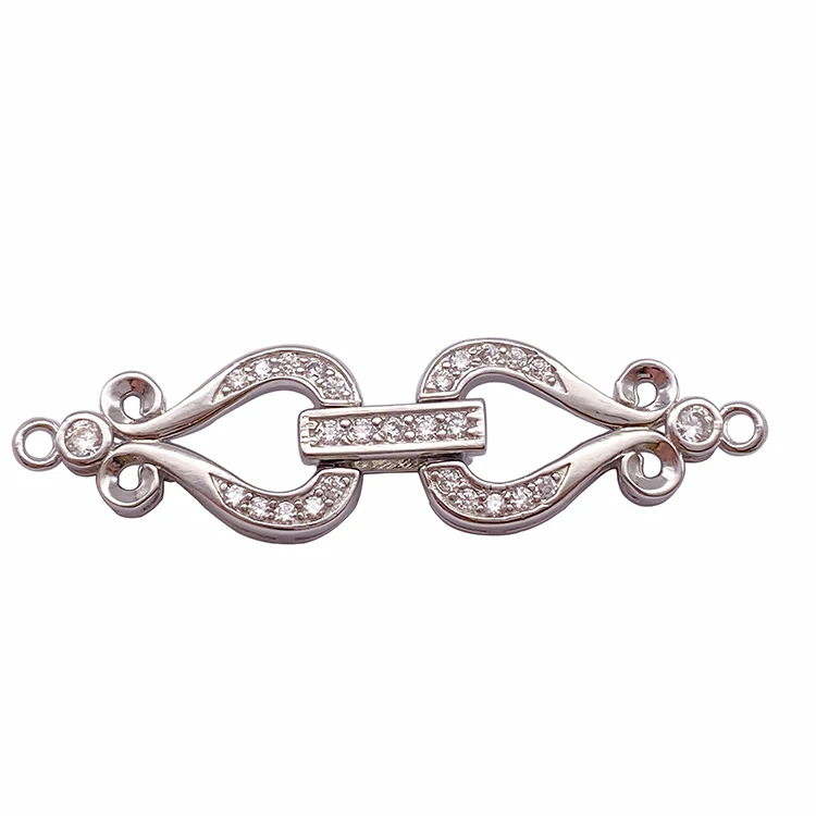 draw string decorative clasps gold plated zircon fashion 925 sterling silver connect jewelry clasp accessories for necklaces