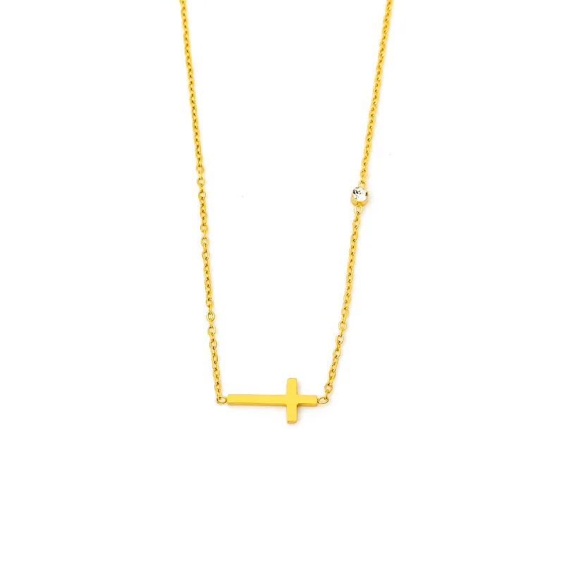 14K Pvd Necklace 118K Gold 316L  Plated Stainless Steel Hypoallergenic Bible Cross Necklaces