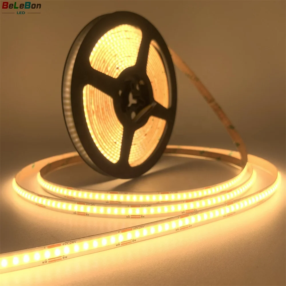 DC 12V 24V 5mm 8mm 10mm width cob CCT 2700K to 6500K dual tunable white color flexible cob led strip light