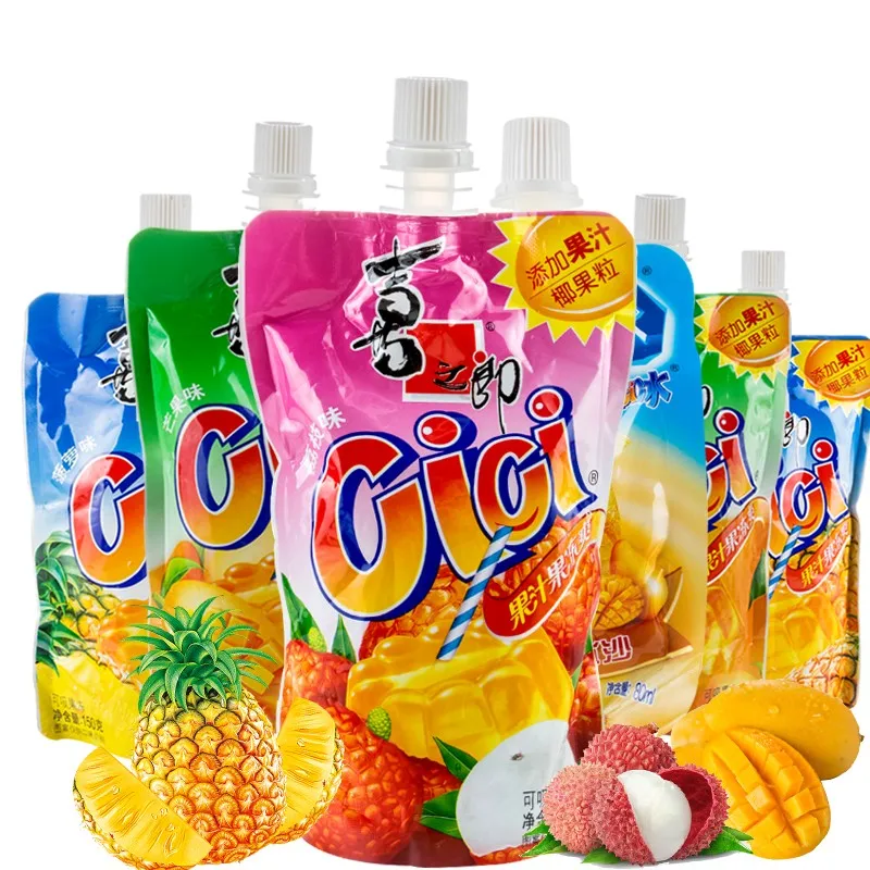 Top-Fashion Green Grape Juice Flavored Soy Milk Packaging Liquid Plastic Screw Lid Bag Cartoon Shaped Jelly Pudding Bulk