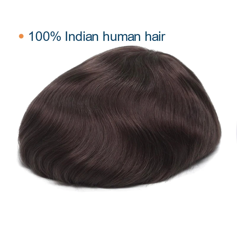 N6 French Lace with PU Sides Stock human hair toupee Mens Toupee