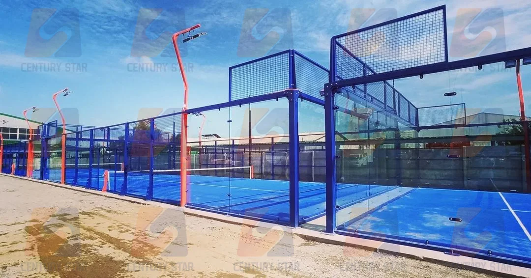 Complete Set Outdoor 12mm Tempered Glass Panoramic Padel Tennis Court Wall Building Construction Manufacturers Cost Tennis Court