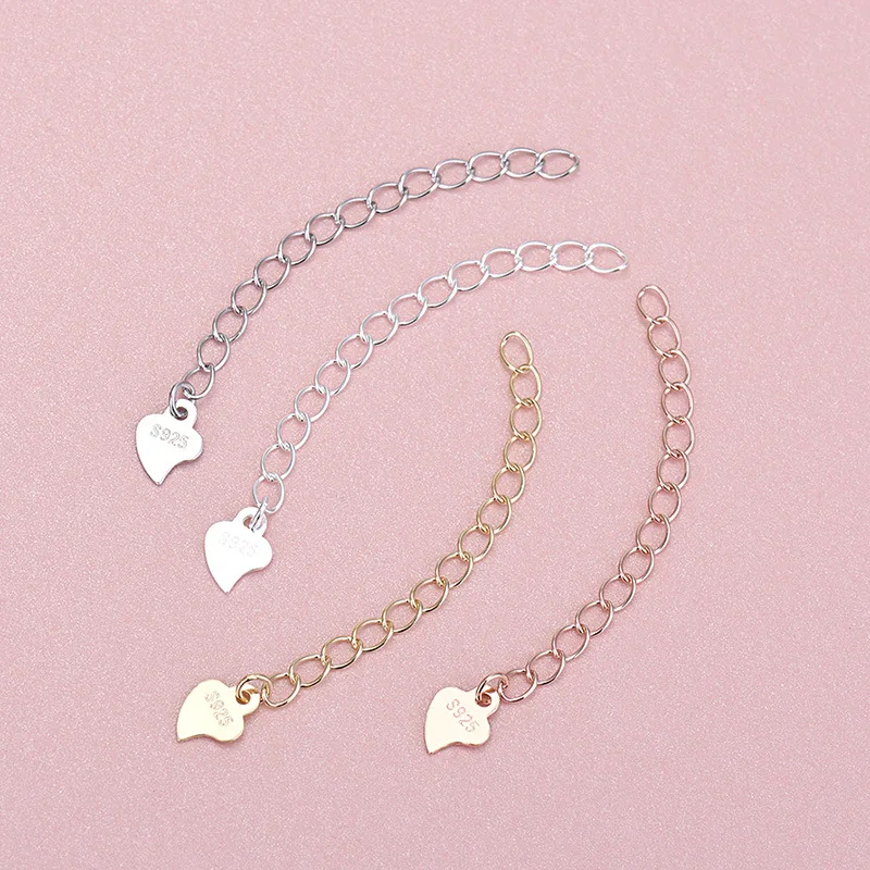 WHOLE SALE BULK PRICE .100% Real 925 Sterling Silver 5 CM extension chain Jewelry Findings Connector Components for DIY