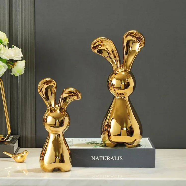 Rabbit Ornament Bunny Easter Rabbit Creative Decor Figurines Statue Ceramic Figurine Home Luxury Decor Accessories