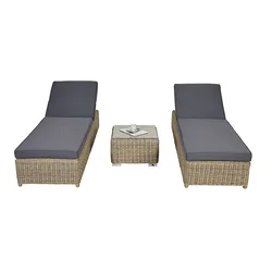 Rattan pear  grey chaise outdoor rattan patio lounge set rattan round daybed