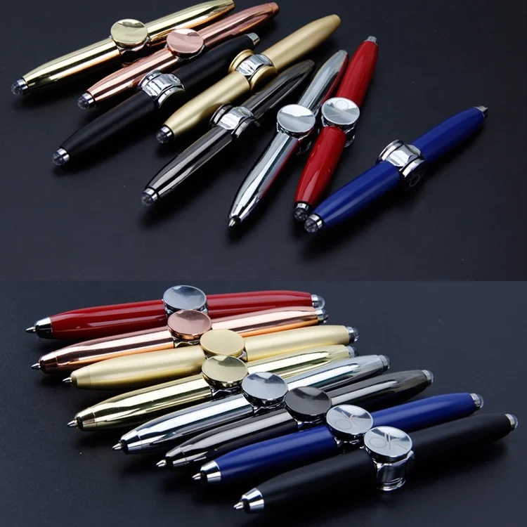 Smart metal multi-function finger spinner led pen fidget spinner pen with led light for promotional or gift
