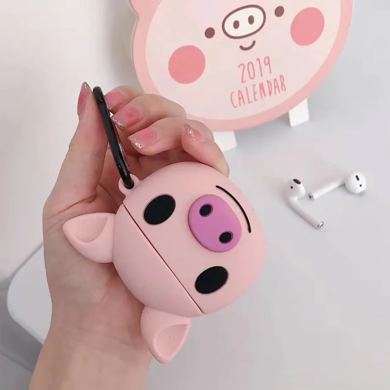 Factory direct cartoon pink Pig nose earphone silicone protector for airpods