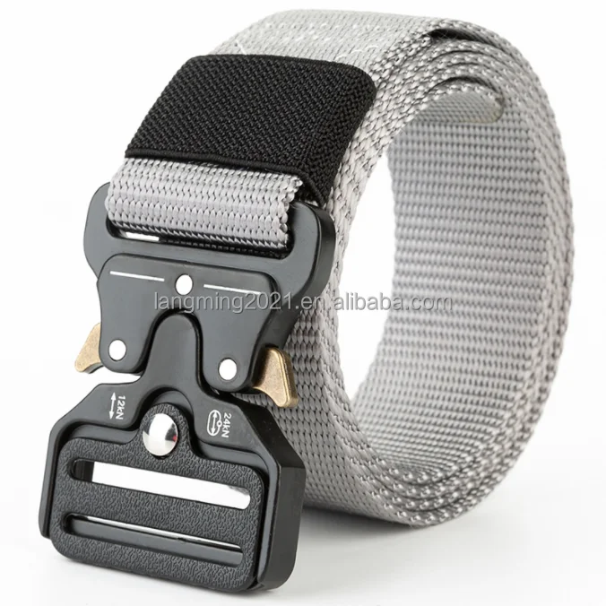 Wholesale men belt Braided Fabric Elastic Woven Outdoor Man Woven Canvas Belt Custom Logo Quick Release  Buckle