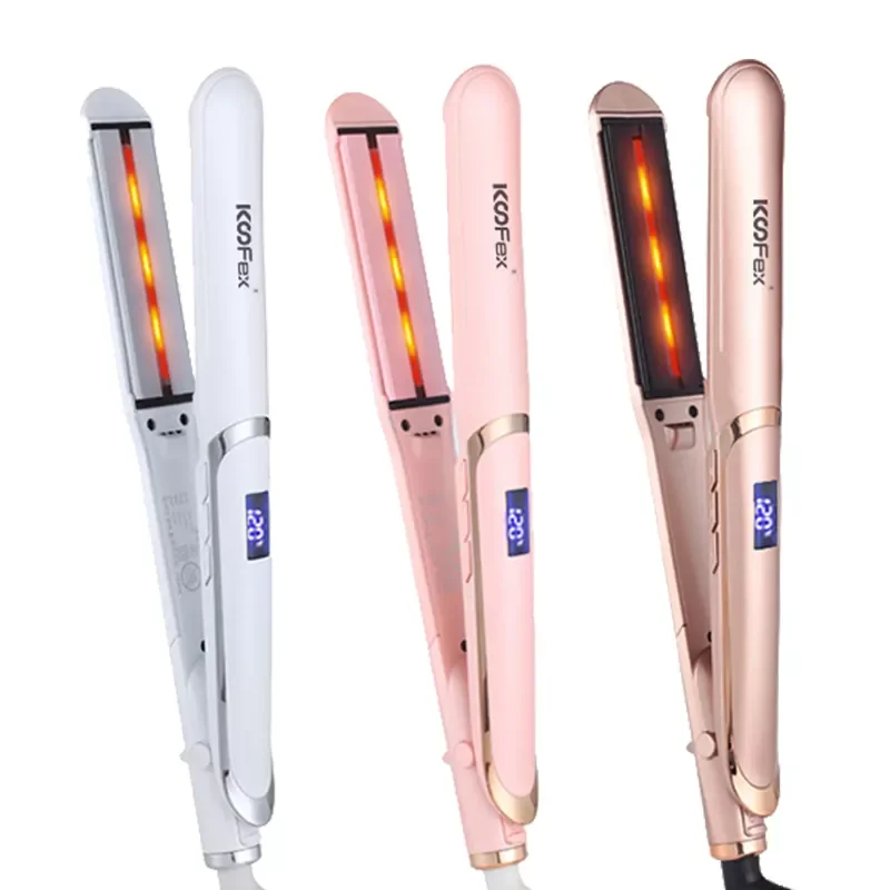 Flat Iron for Hair Ceramic Tourmaline 2 Inch Wide Infrared Hair Straightener with Digital Temperature
