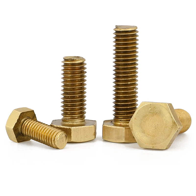 High Quality D933 brass Hex Head Bolts Flat Hex Head Full Thread Copper plated Brass  hex Bolts Hexagon Screws