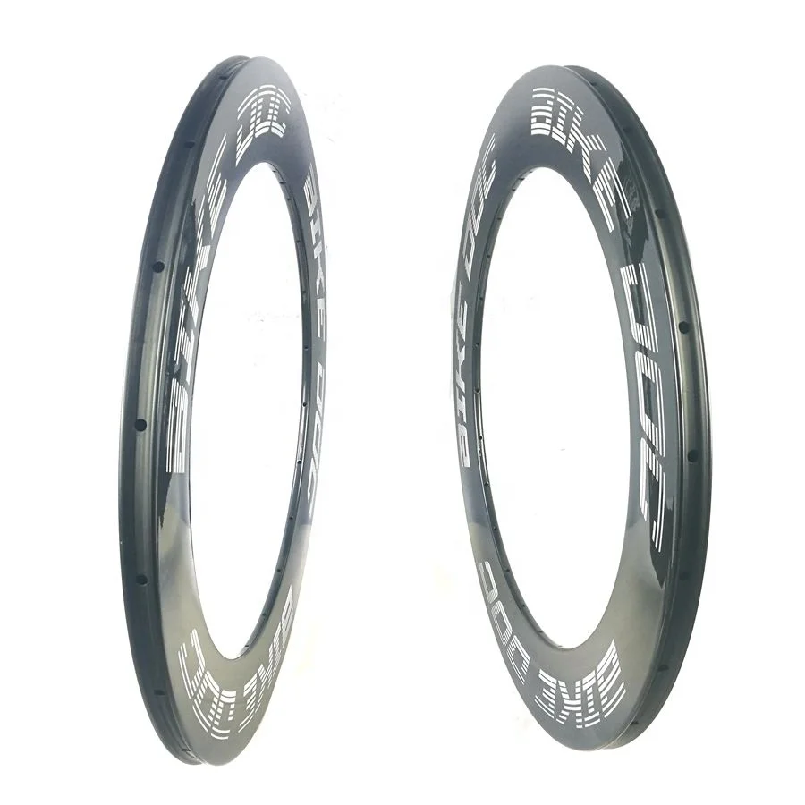 BIKEDOC Fixed Gear 28h 80 mm Carbon Rim Tubular Bicycle With Shiny Rims 700C Track Wheel Rims Clincher