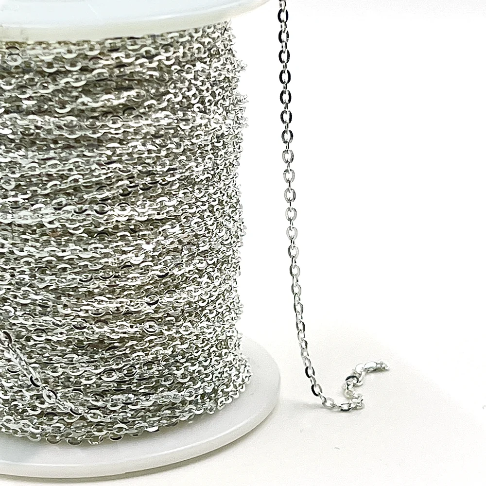 GP flat cable chains S925 Silver for permanent jewelry chains Factory wholesale for DIY bracelet jewellery silver chains