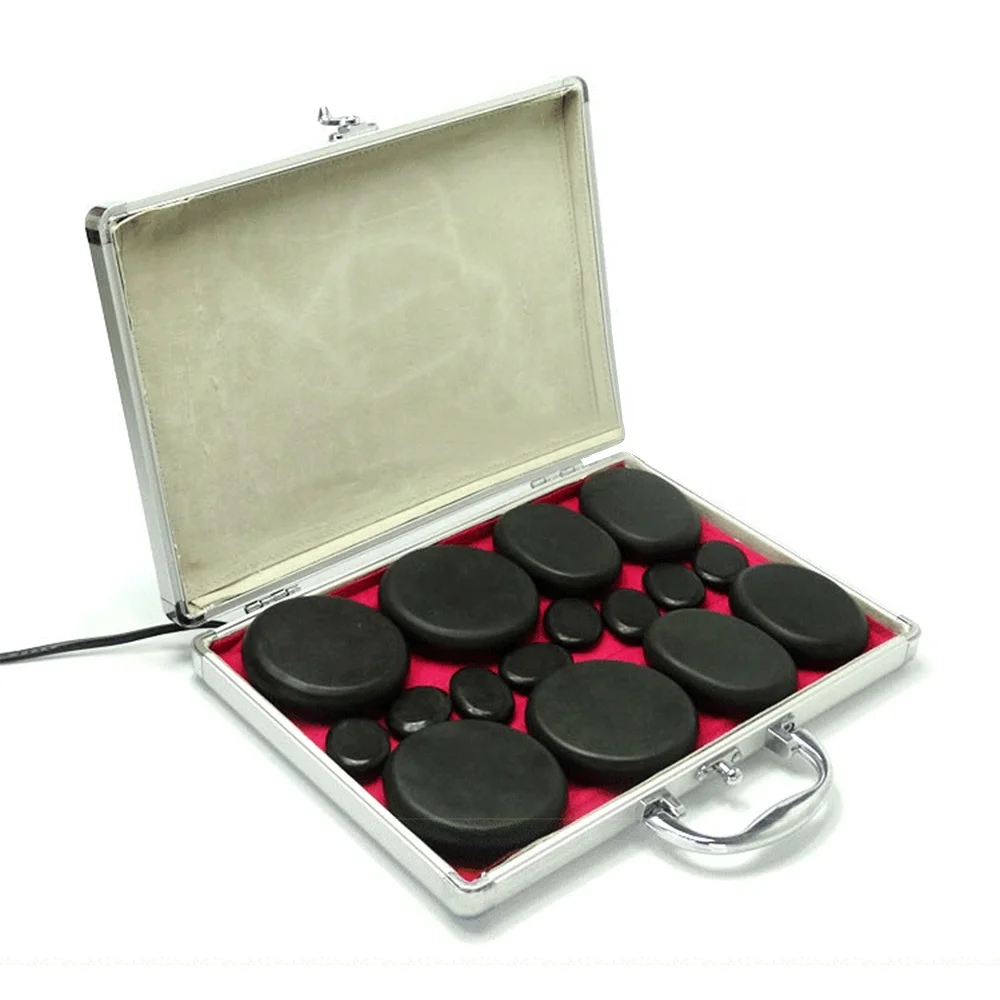 8060 wholesale spa massage heater stone hot stone basalt massage set in box therapy massage kit with heater for body  health