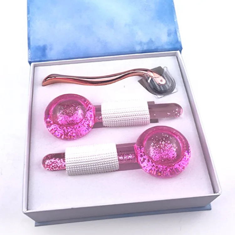 Custom private  Ice Globes 540 Micro needles 0.2mm 0.5mm Derma Roller Facial Treatment Beauty tools ice Globes set