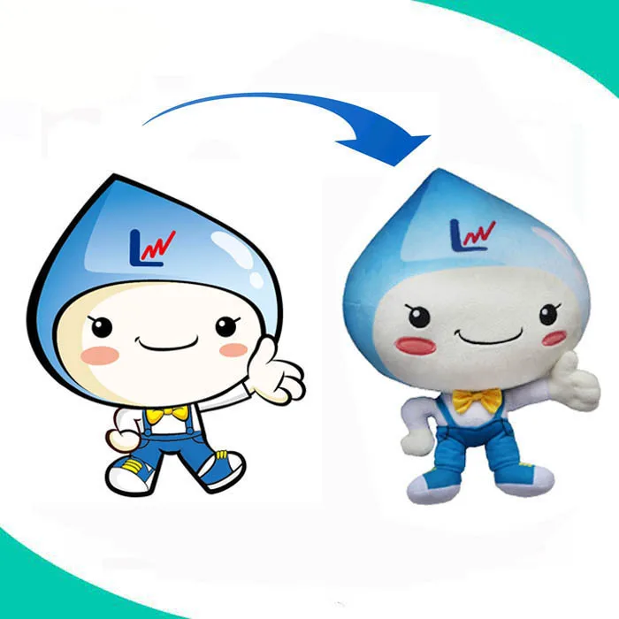 25cm height blue big head soft custom plush mascot doll with own LOGO