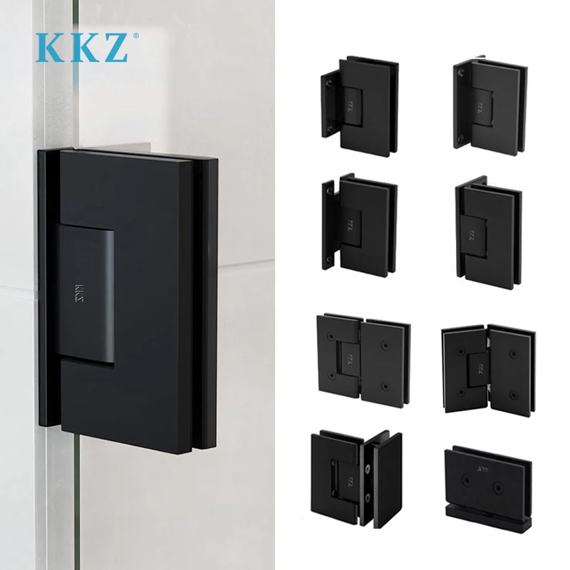 KKZ Custom Matte Black Polished Chrome Brushed Nickel Satin Brass Gold Stainless steel 201 304 316 shower glass door hinge