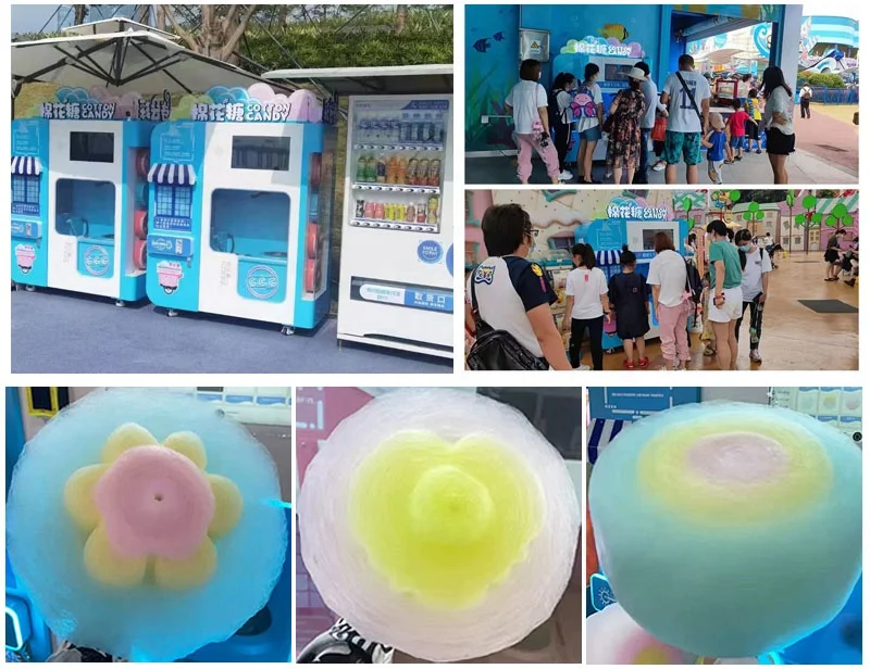 Commercial Self Full Automatic Cotton Candy Floss Making Snack Vending Machine Cotton Candy Machine