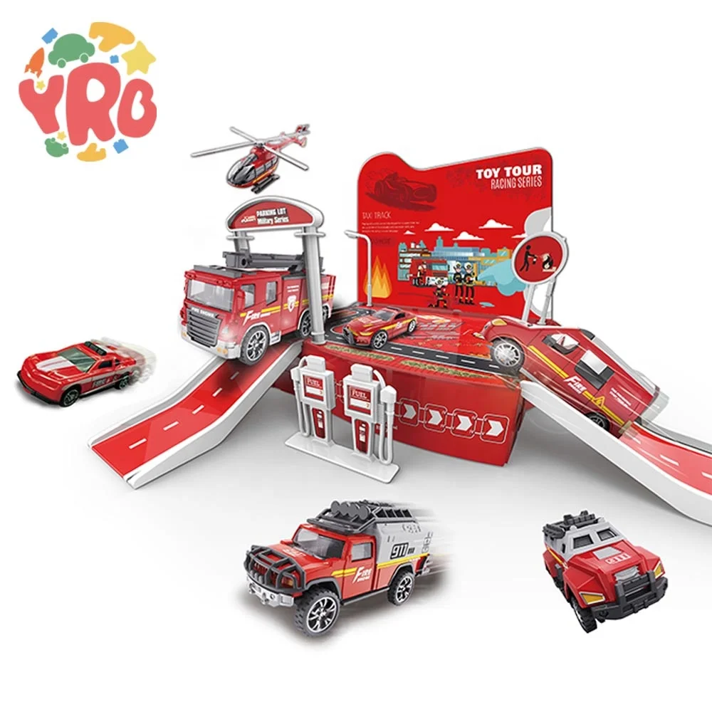 Factory price small metal toy cars set plastic fire truck toy car set metal mini car toy for kids de juguete bomberos