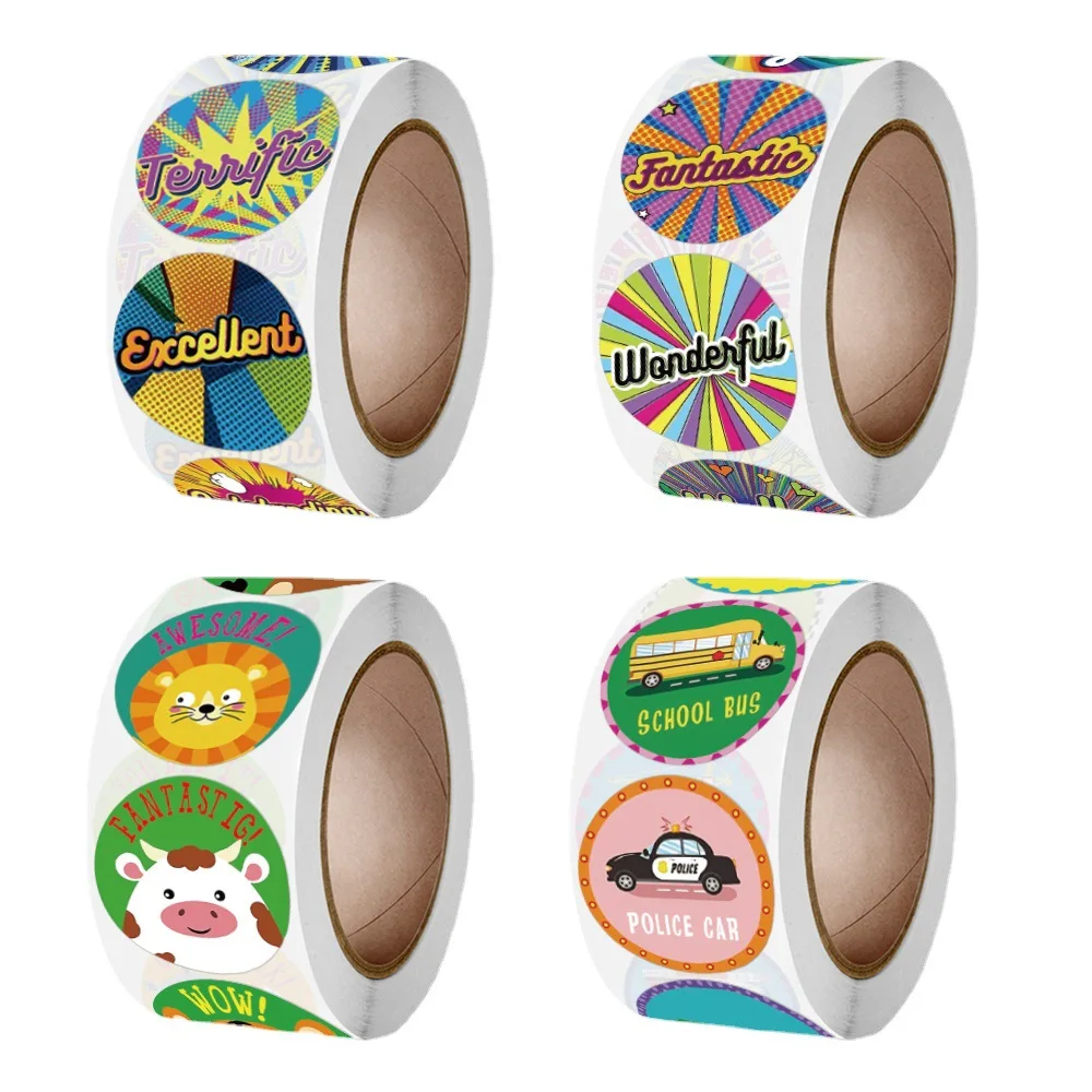 1 Inch Cartoon patterns, fun to encourage labels adhesive sticker,Iridescent cloud stickers