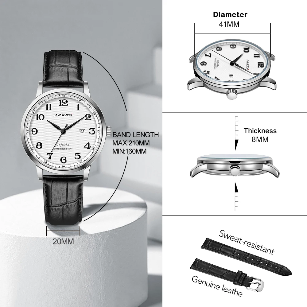Sinobi чистые высококачественные мужские кварцевые часы на заказ montre homme
