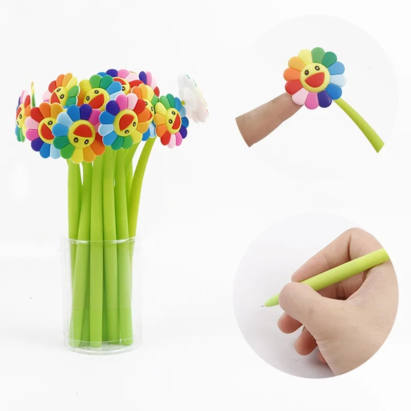 Creative Sunflower Soft Silicone Pen Swinging Pen Student Stationery Silicone Gel Pens