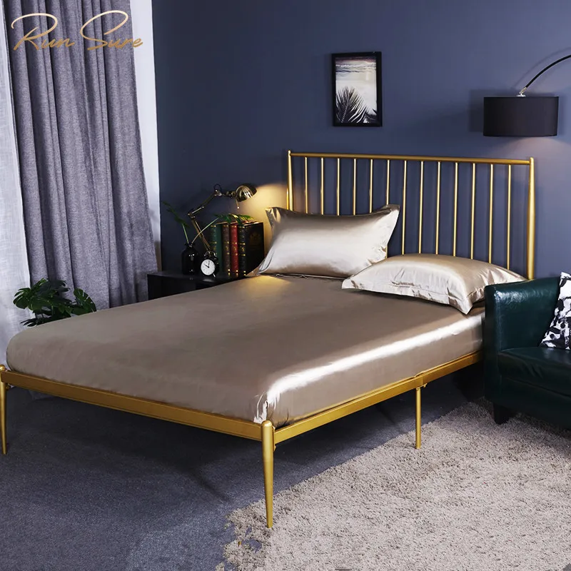 
High quality tencel silk printed fitted-sheet double king size flat bed sheet set pure silk 