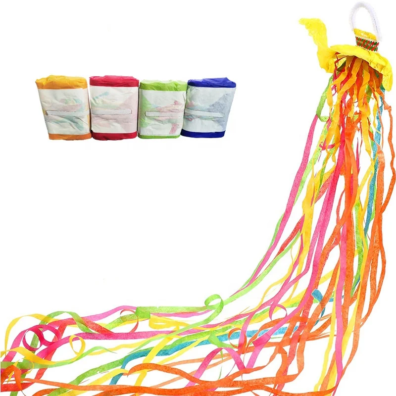 Hand Streamer Party Poppers Confetti Celebration Streamers Hand Throw Streamers Colorful Paper Throw Crackers for Wedding Decor