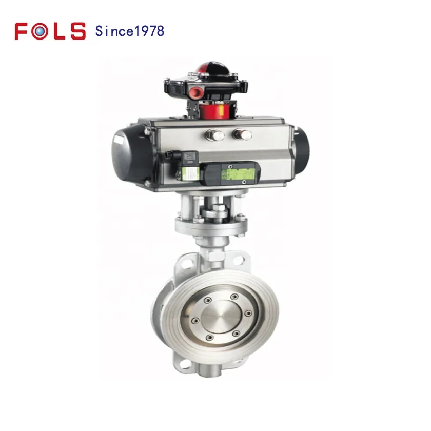 DN150 PN16 SS304 Pneumatic Clamp Hard Sealing Metal Seal Wafer Type Butterfly Valve