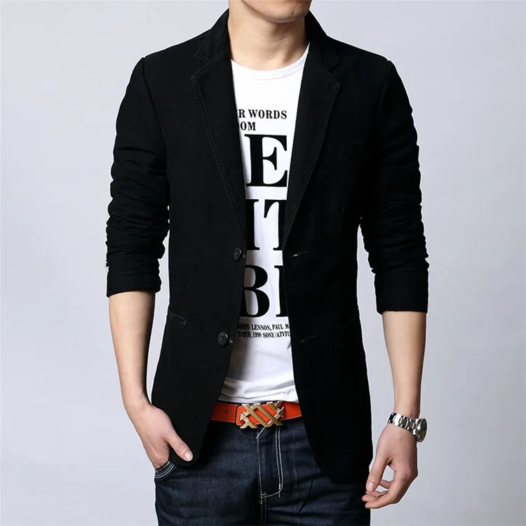 men slim fit suit Autumn winter blazers button casual streetwear thin coat High quality 100%cotton big size 6XL