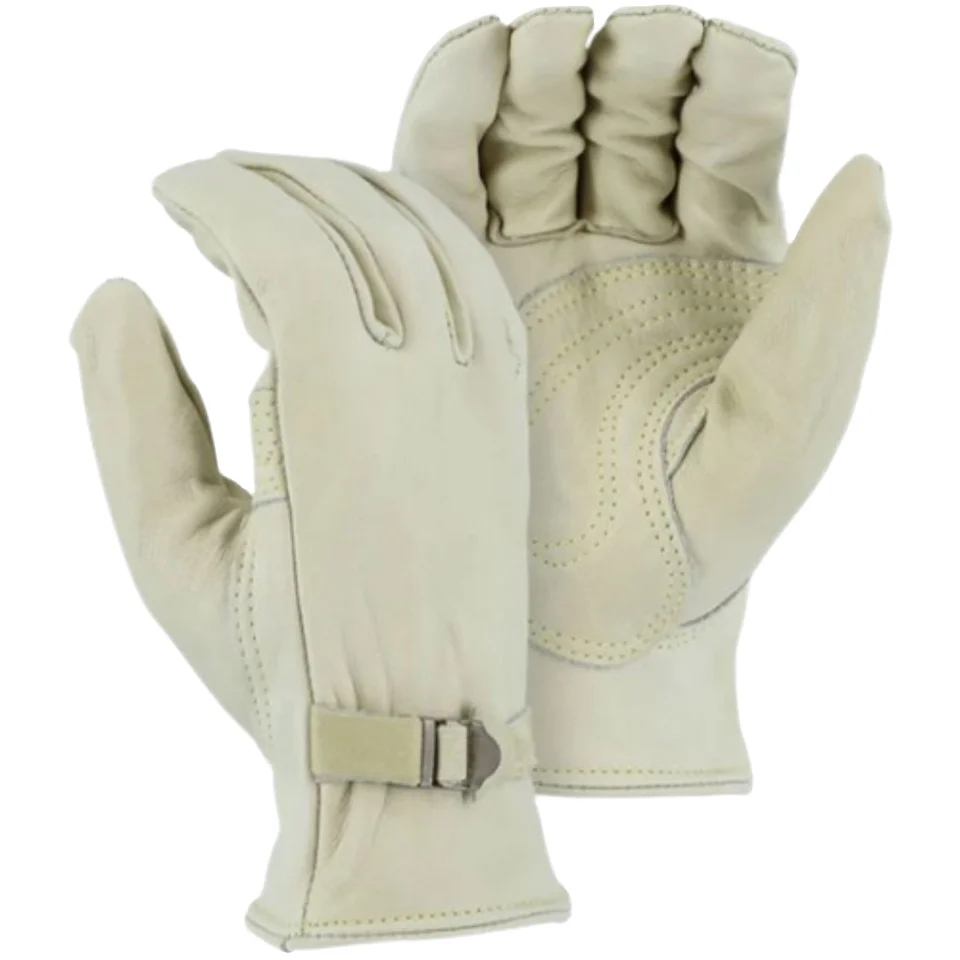 Heavy-Duty Driver Gloves Reinforced Goat Grain Leather Cotton Liner Abrasion Heat Resistant Safety Work Gloves Driving Working