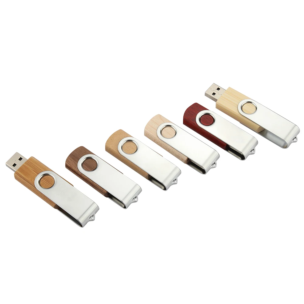 Promotional Custom Wedding Gifts USB 2.0 Wooden Swivel USB Flash Drive Laser Printing LOGO flash disk