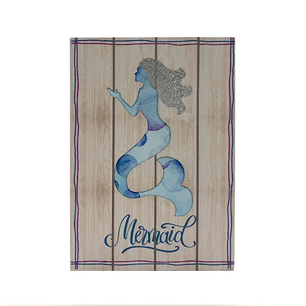 
Everyday Rustic Vintage Style Mermaid Glitter Wooden Sign for Home Decoration 