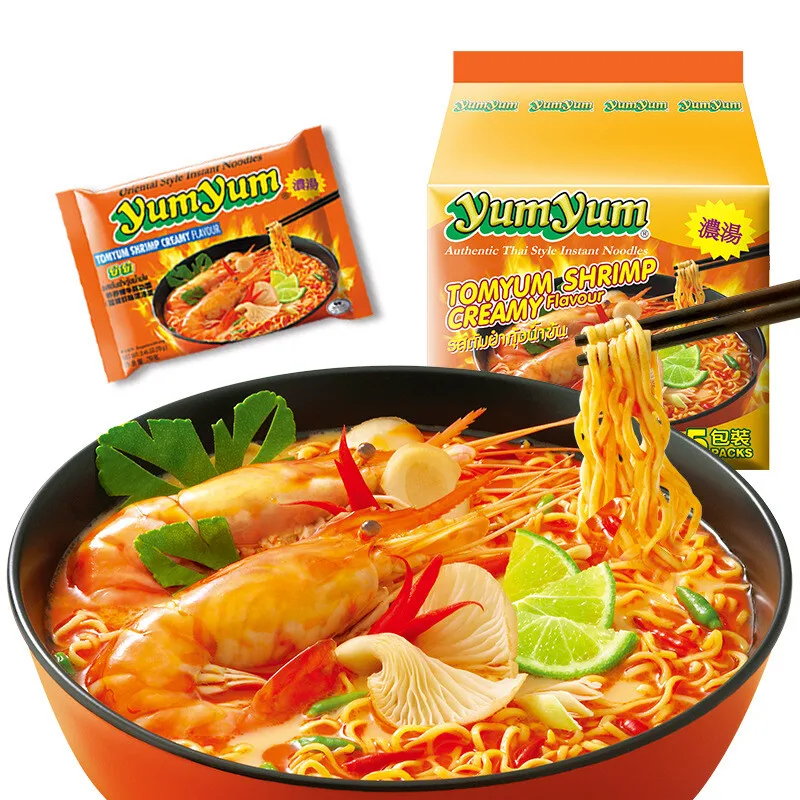 Thailand imported Yangyang brand Tom Yum Gong sour and spicy shrimp flavor instant noodles 70g*30 bags of yumyum thick soup nood