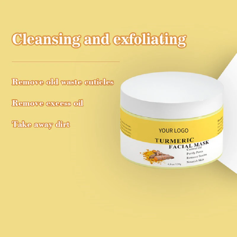 Private Label Brightening Cleansing Turmeric Face Mud Mask Facial Turmeric Mask