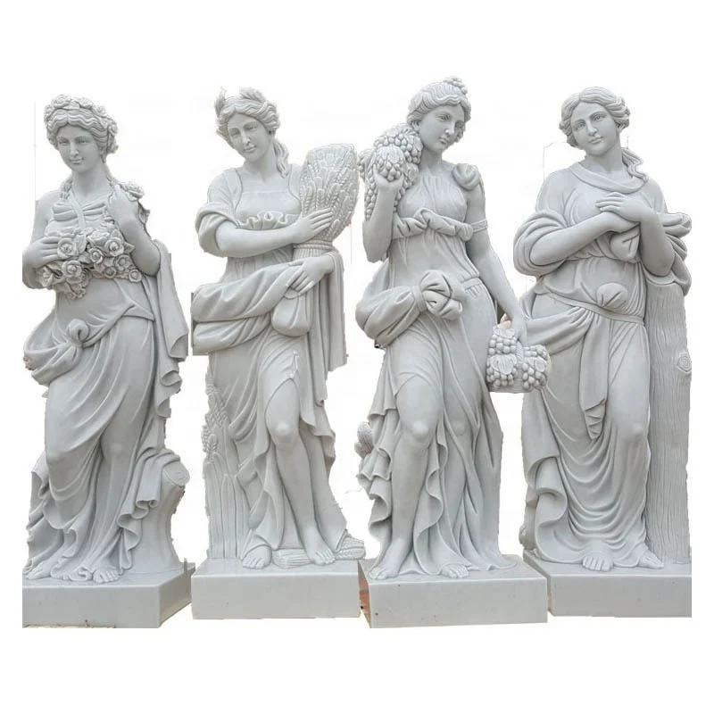 Factory Supply Outdoor Natural Stone Marble Four Seasons Angel Statues