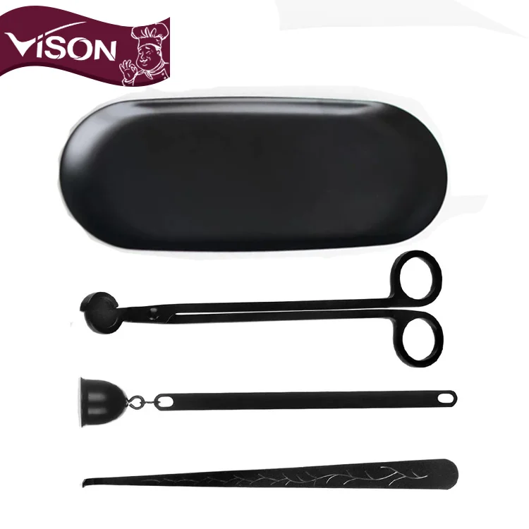 Оптовая продажа, 4 в 1 Набор, фитиль для черной свечи, фитиль для свечи, уплотнитель для свечи с подносом, набор аксессуаров для свечей