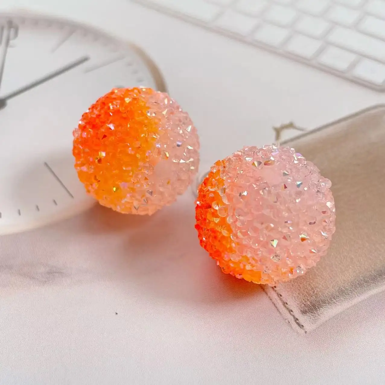 SOJI HOT 20mm Chunky Bubblegum Beads Granule Granulated Acrylic Rhinestones Gradient Sugar for Pen Making