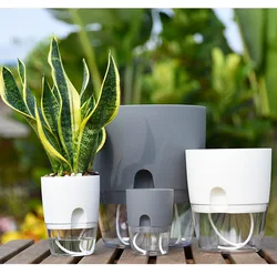 Wholesale Cheap Automatic Creative Plastic Pots Round Shape Small Lazy Self Watering Flower Pot