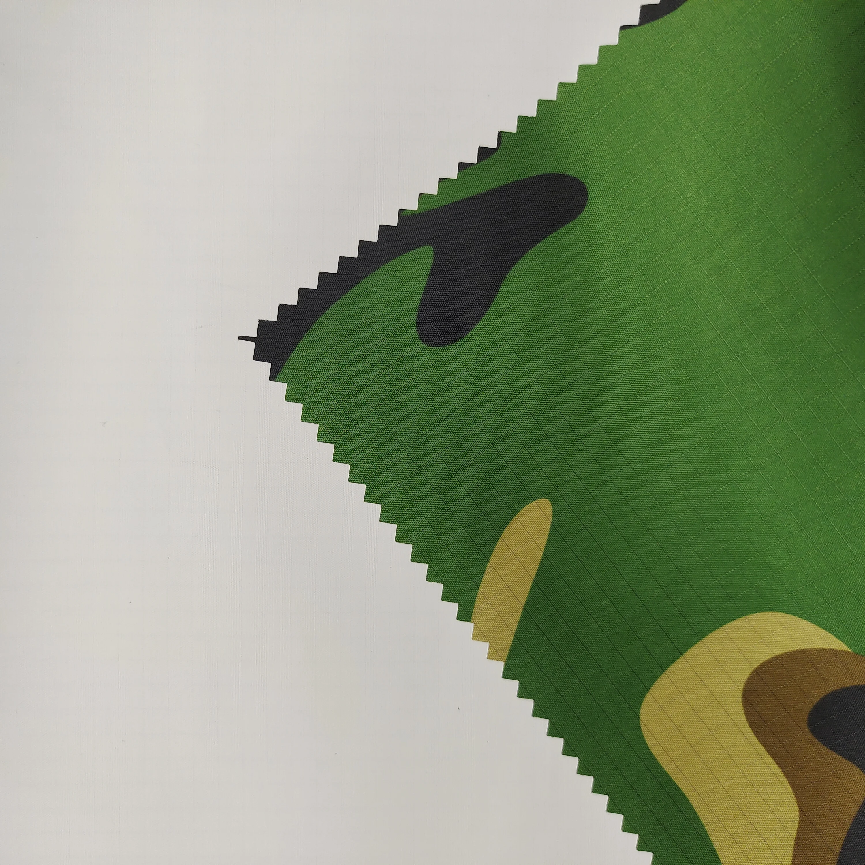 camo printing fabric polyester ribstop grid pongee with pu white coating waterproof and breathable for jacket