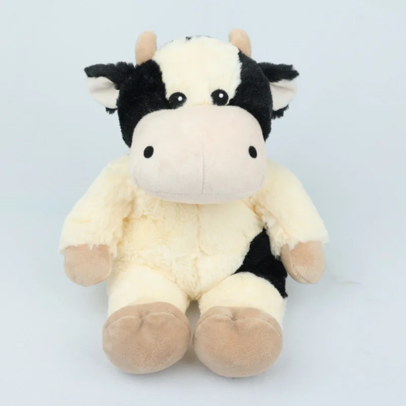 Heatable Stuffed Cow Plush Lavender Scented Microwavable Soft Toy with Removeable Heating Pad