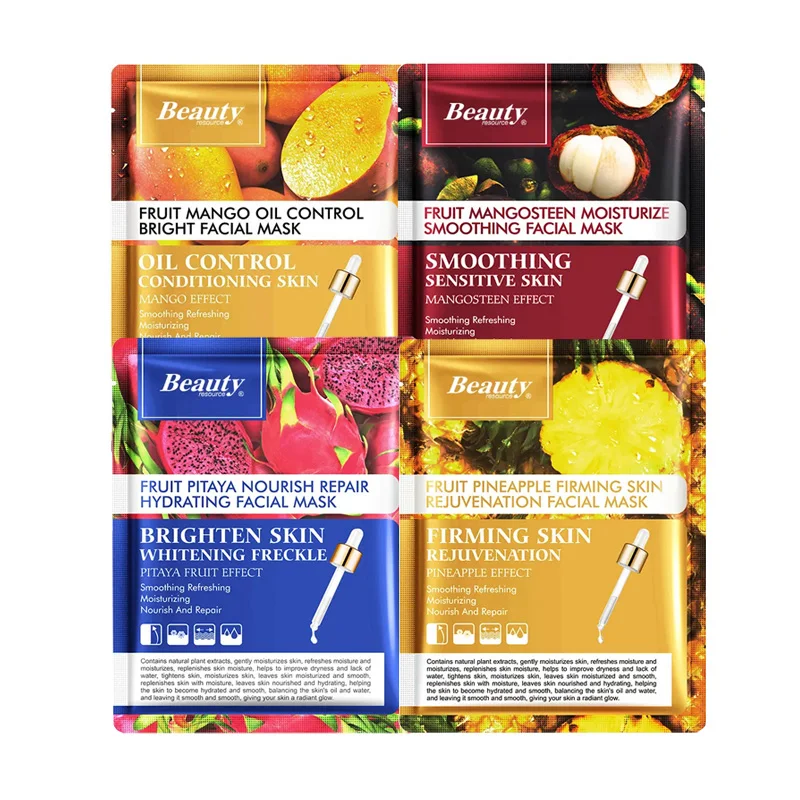 Organic Mangosteen Mango Dragon Pineapple korean face mask sheets Skin Care Facial hydrating fruit sheet face masks