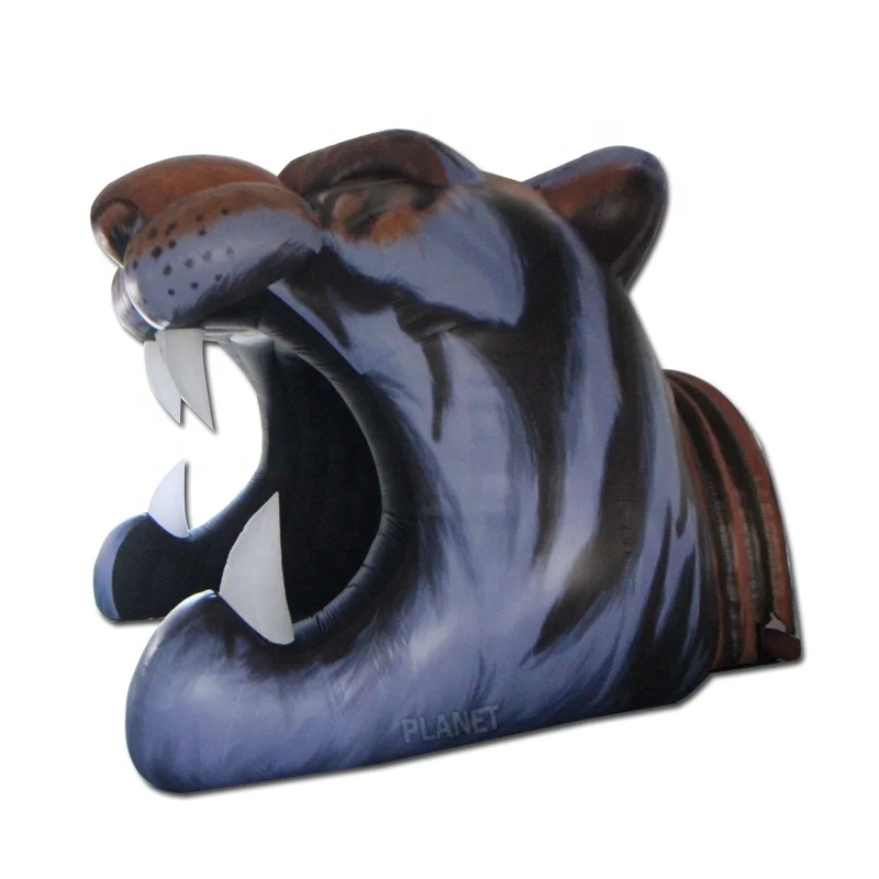 Custom Outdoor Giant Run Through Sport Entrance Tiger Head Mascot Tunnel Inflatable Football for Sports