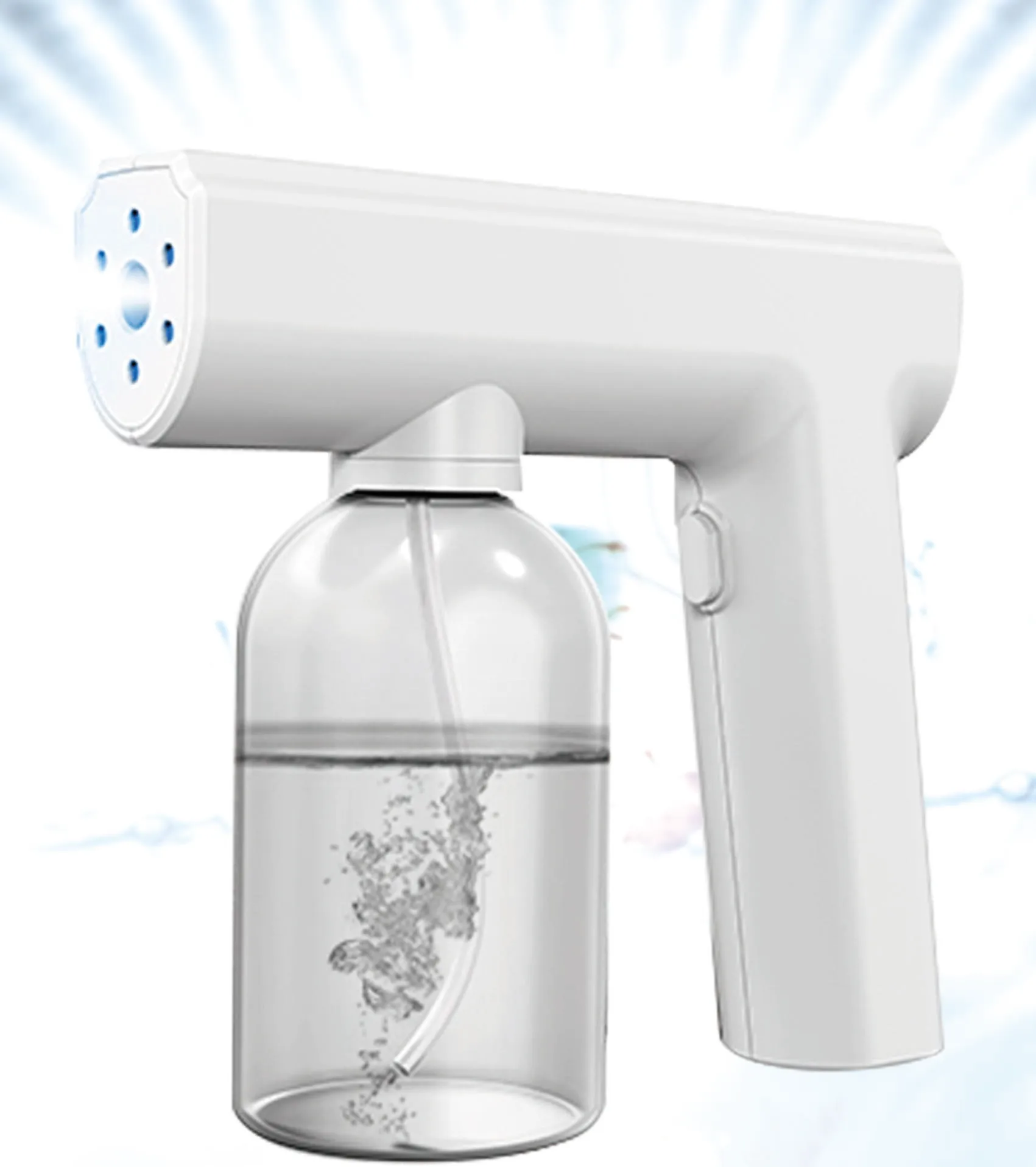 Convenient, safe and hygienic portable cordless nano spray gun blue light trigger disinfection